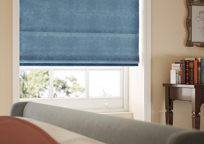 Florence Faux Suede, Prussian Blue - Motorised Roman Blind - Image 5